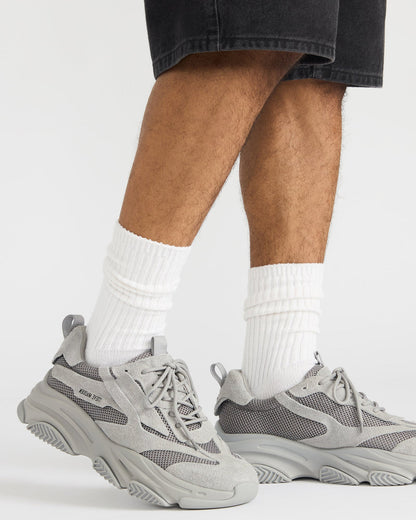 POSSESS Grey Suede Low-Top Lace-Up Men's Sneaker - Steve Madden