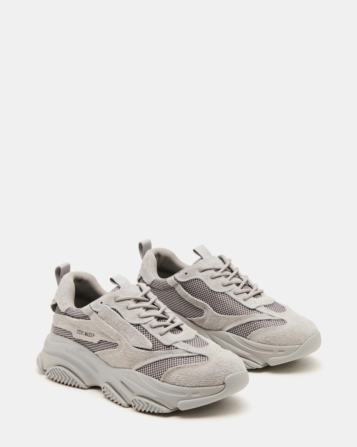 POSSESS Grey Suede Low-Top Lace-Up Men's Sneaker - Steve Madden