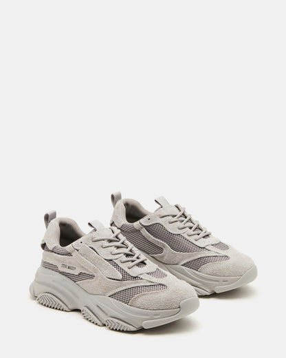 POSSESS Grey Suede Low-Top Lace-Up Men's Sneaker - Steve Madden