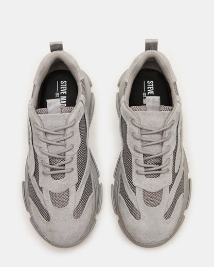 POSSESS Grey Suede Low-Top Lace-Up Men's Sneaker - Steve Madden
