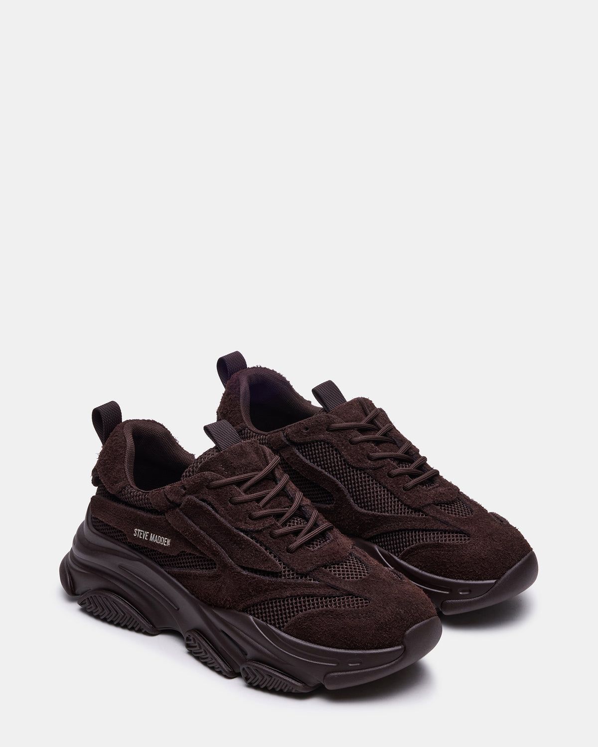 POSSESS Brown Suede Low-Top Lace-Up Men's Sneaker - Steve Madden