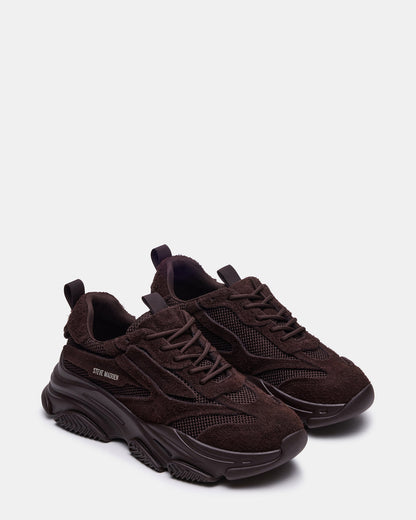 POSSESS Brown Suede Low-Top Lace-Up Men's Sneaker - Steve Madden