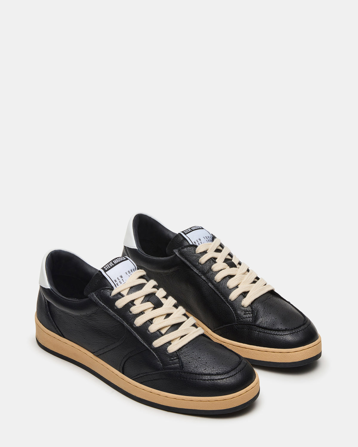 PRISMO Black Leather Low-Top Lace-Up Men's Sneaker - Steve Madden
