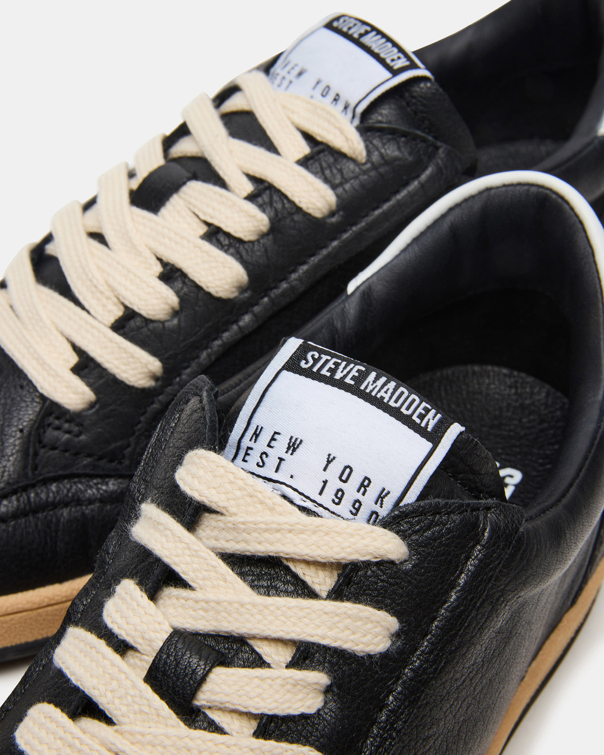 PRISMO Black Leather Low-Top Lace-Up Men's Sneaker - Steve Madden