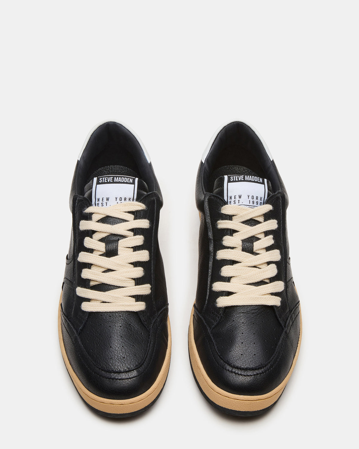 PRISMO Black Leather Low-Top Lace-Up Men's Sneaker - Steve Madden