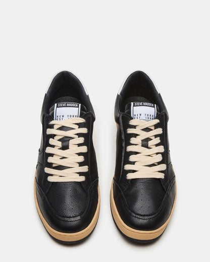 PRISMO Black Leather Low-Top Lace-Up Men's Sneaker - Steve Madden