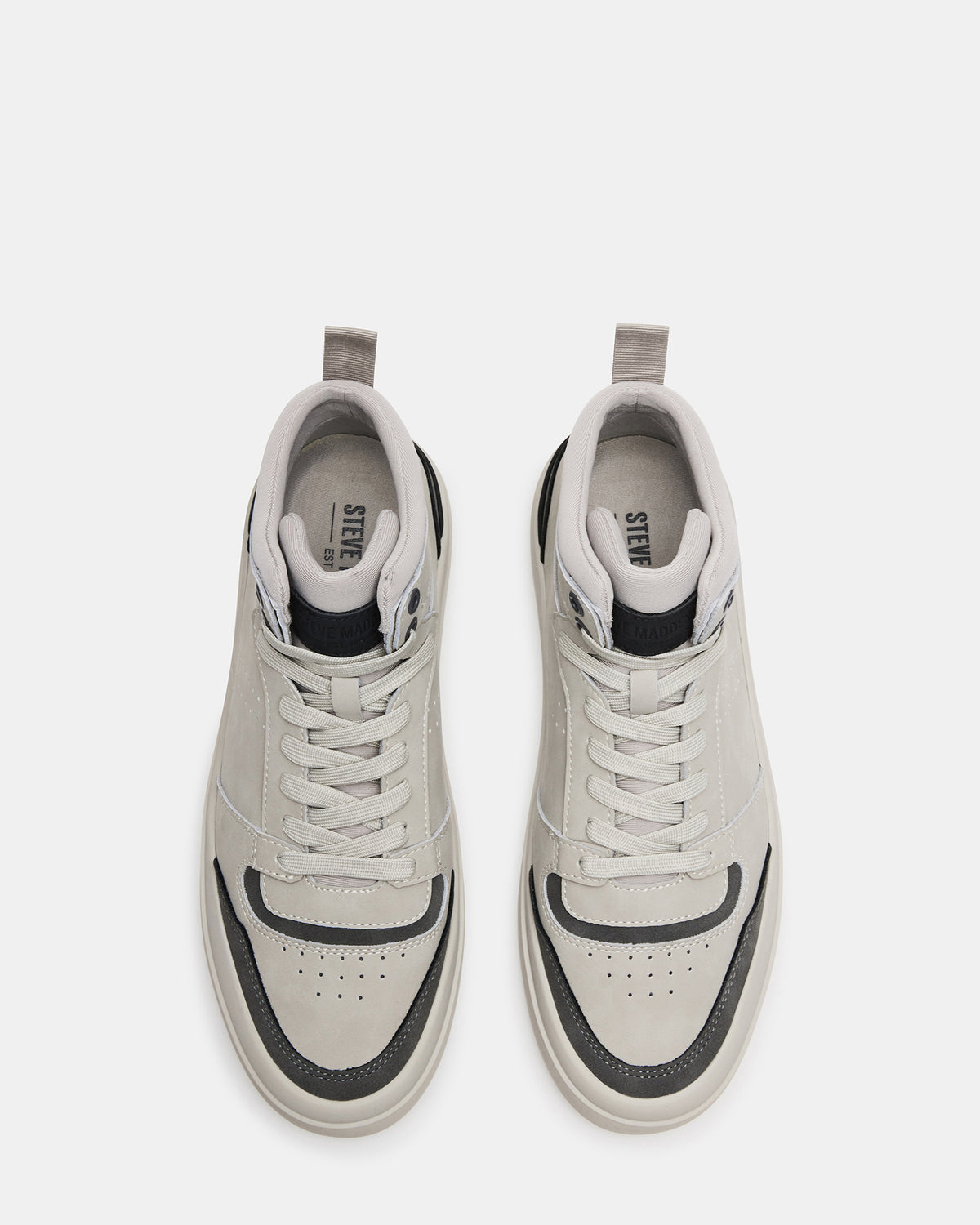 DERICK Light Grey Men's Lace-Up High-Top Sneakers - Steve Madden