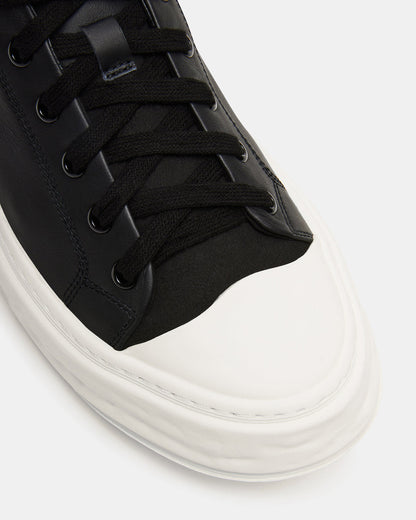 MACRAE Black Leather Men's Low-Top Fashion Sneaker - Steve Madden