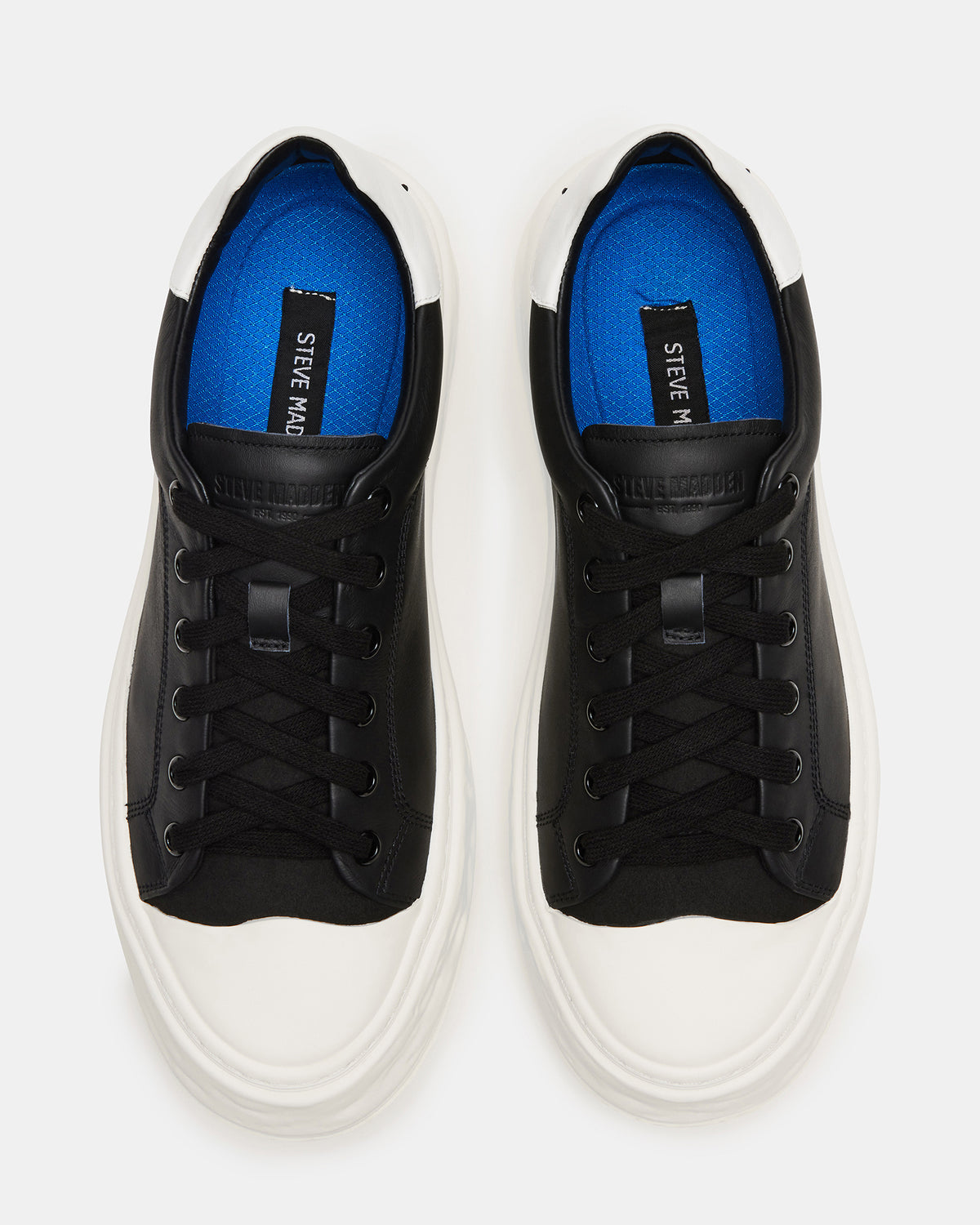 MACRAE Black Leather Men's Low-Top Fashion Sneaker - Steve Madden