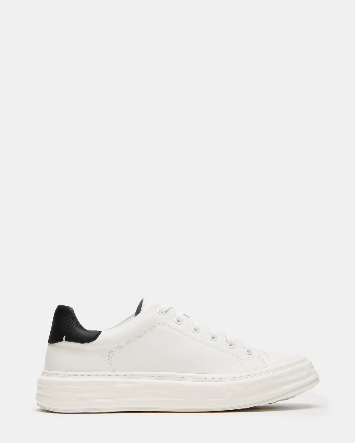 MACRAE White Leather Men's Low-Top Fashion Sneaker - Steve Madden