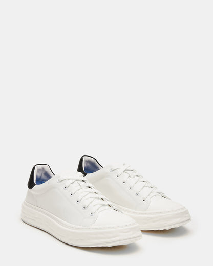 MACRAE White Leather Men's Low-Top Fashion Sneaker - Steve Madden