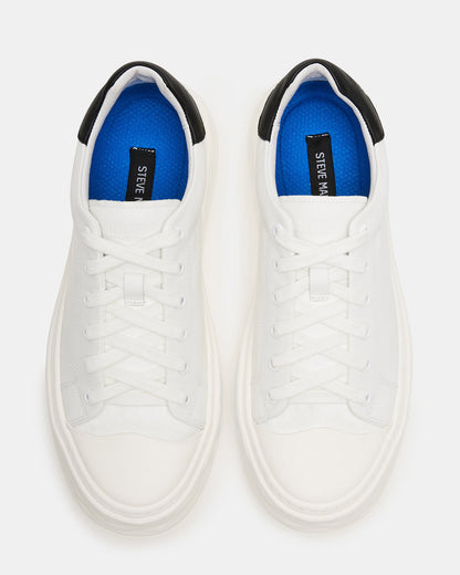 MACRAE White Leather Men's Low-Top Fashion Sneaker - Steve Madden