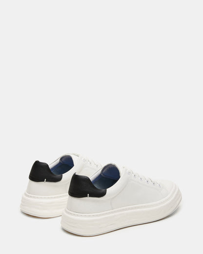 MACRAE White Leather Men's Low-Top Fashion Sneaker - Steve Madden