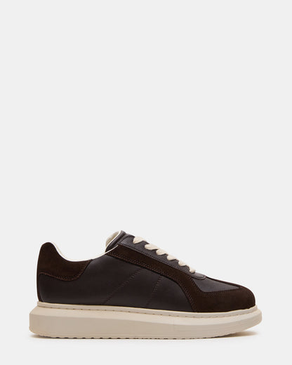 MINOU Brown Leather Low-Top Lace-Up Men's Sneaker - Steve Madden