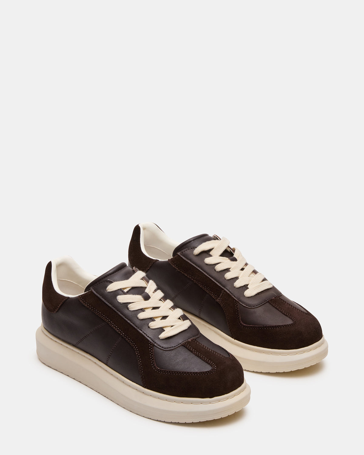 MINOU Brown Leather Low-Top Lace-Up Men's Sneaker - Steve Madden