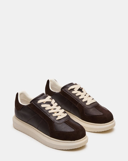 MINOU Brown Leather Low-Top Lace-Up Men's Sneaker - Steve Madden