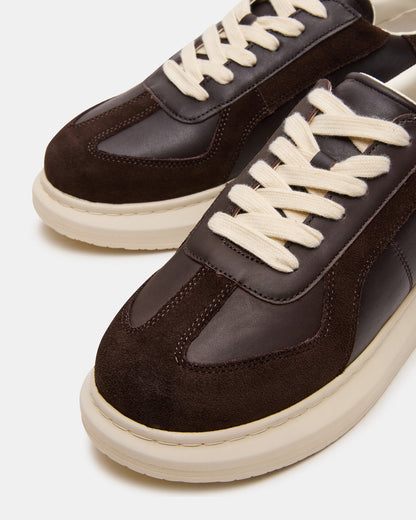 MINOU Brown Leather Low-Top Lace-Up Men's Sneaker - Steve Madden