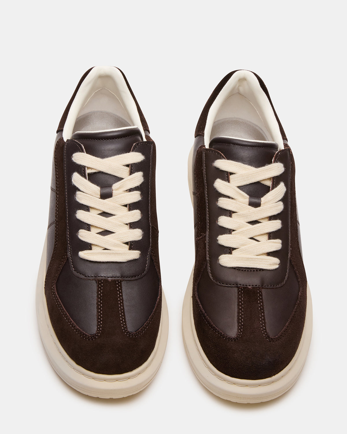 MINOU Brown Leather Low-Top Lace-Up Men's Sneaker - Steve Madden