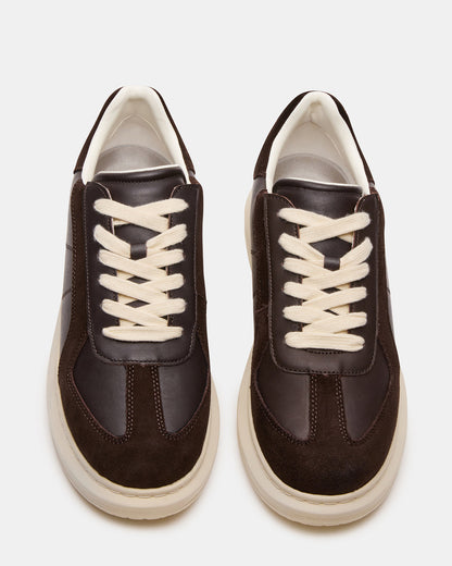 MINOU Brown Leather Low-Top Lace-Up Men's Sneaker - Steve Madden