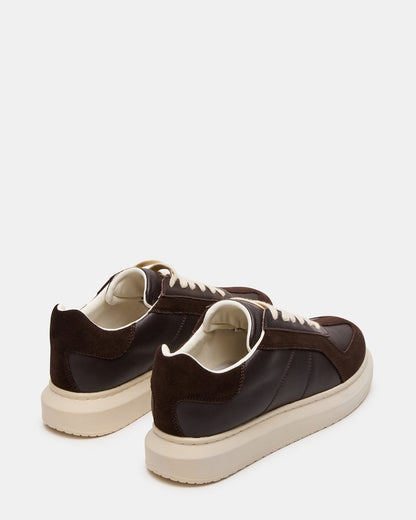 MINOU Brown Leather Low-Top Lace-Up Men's Sneaker - Steve Madden