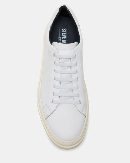 ZOII White Leather Men's Low-Top Lace-Up Sneaker - Steve Madden