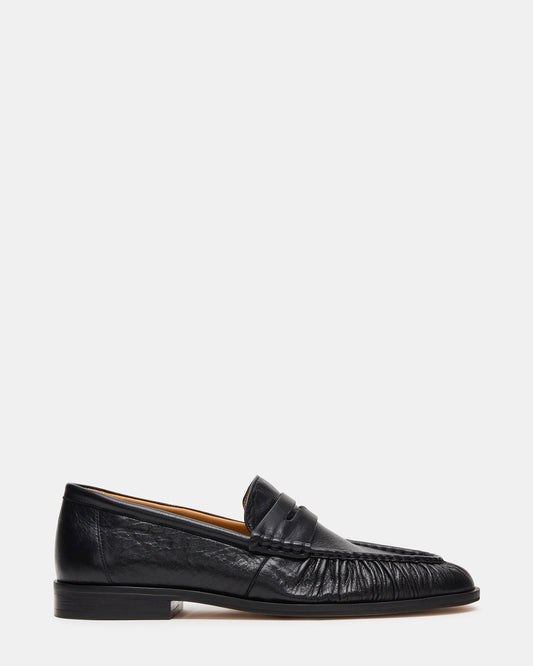 QUINCEY Black Leather Slip-On Men's Loafer - Steve Madden