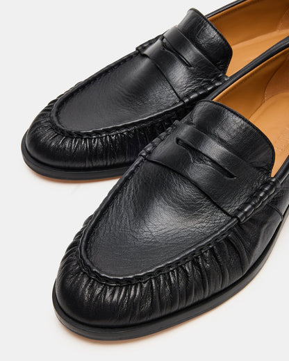 QUINCEY Black Leather Slip-On Men's Loafer - Steve Madden