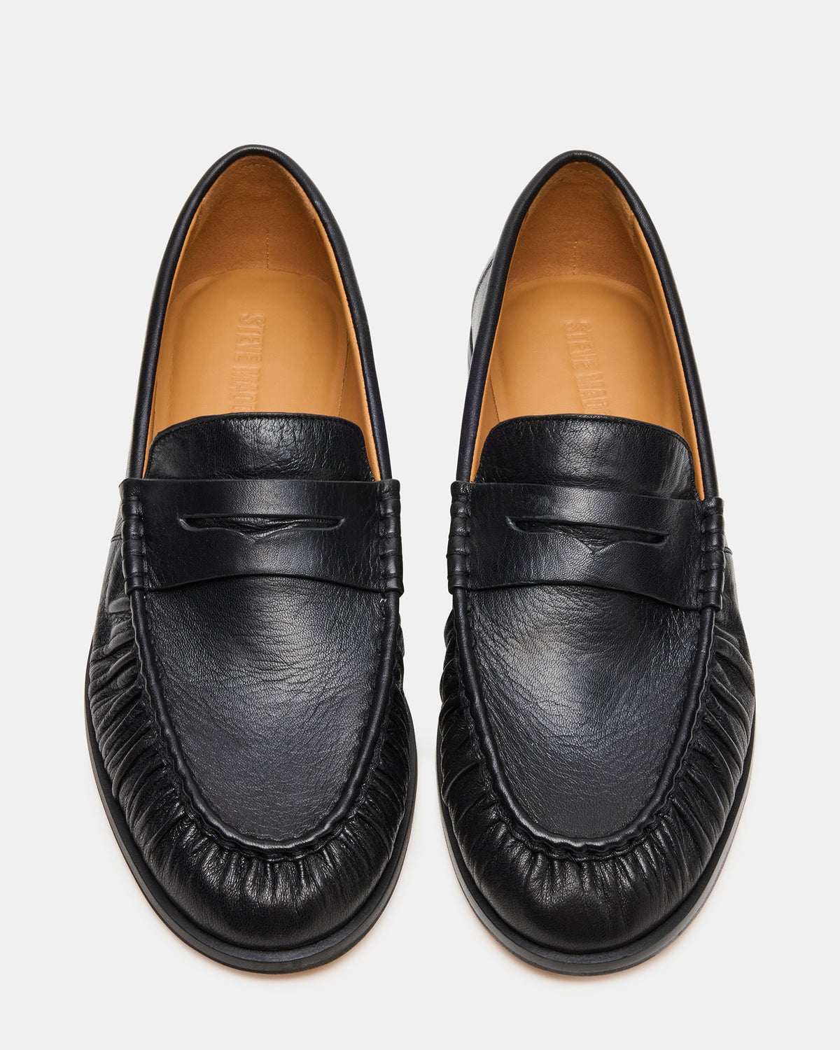 QUINCEY Black Leather Slip-On Men's Loafer - Steve Madden