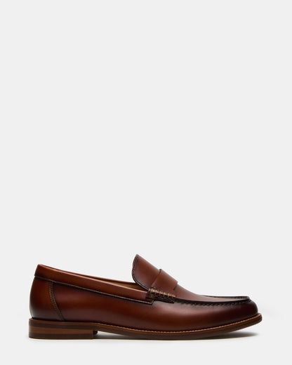 COLVER Cognac Leather Men's Slip-On Loafer - Steve Madden