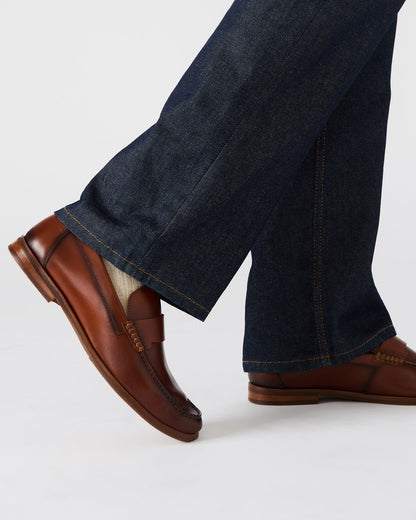 COLVER Cognac Leather Men's Slip-On Loafer - Steve Madden