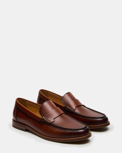 COLVER Cognac Leather Men's Slip-On Loafer - Steve Madden