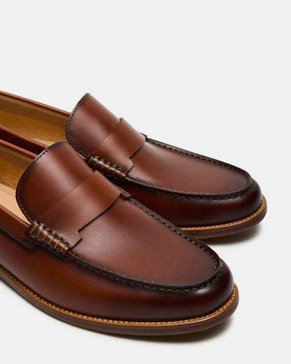 COLVER Cognac Leather Men's Slip-On Loafer - Steve Madden