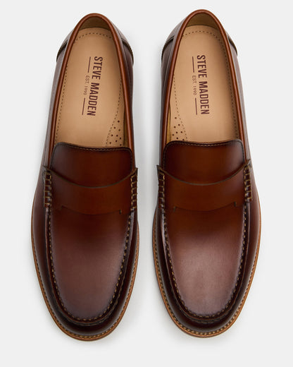 COLVER Cognac Leather Men's Slip-On Loafer - Steve Madden