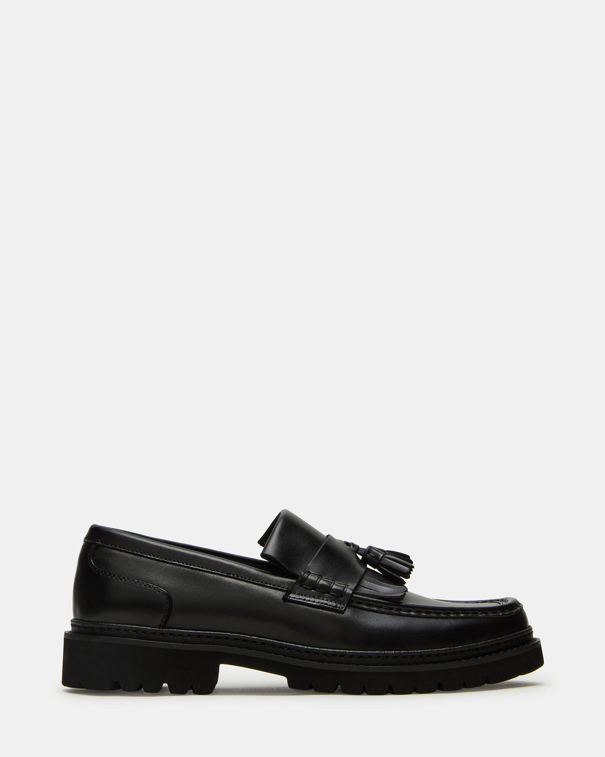ARTHUS Black Leather Slip-On Tassel Men's Loafer - Steve Madden