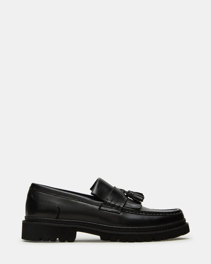 ARTHUS Black Leather Slip-On Tassel Men's Loafer - Steve Madden