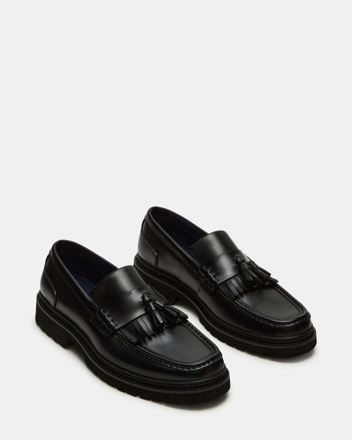 ARTHUS Black Leather Slip-On Tassel Men's Loafer - Steve Madden