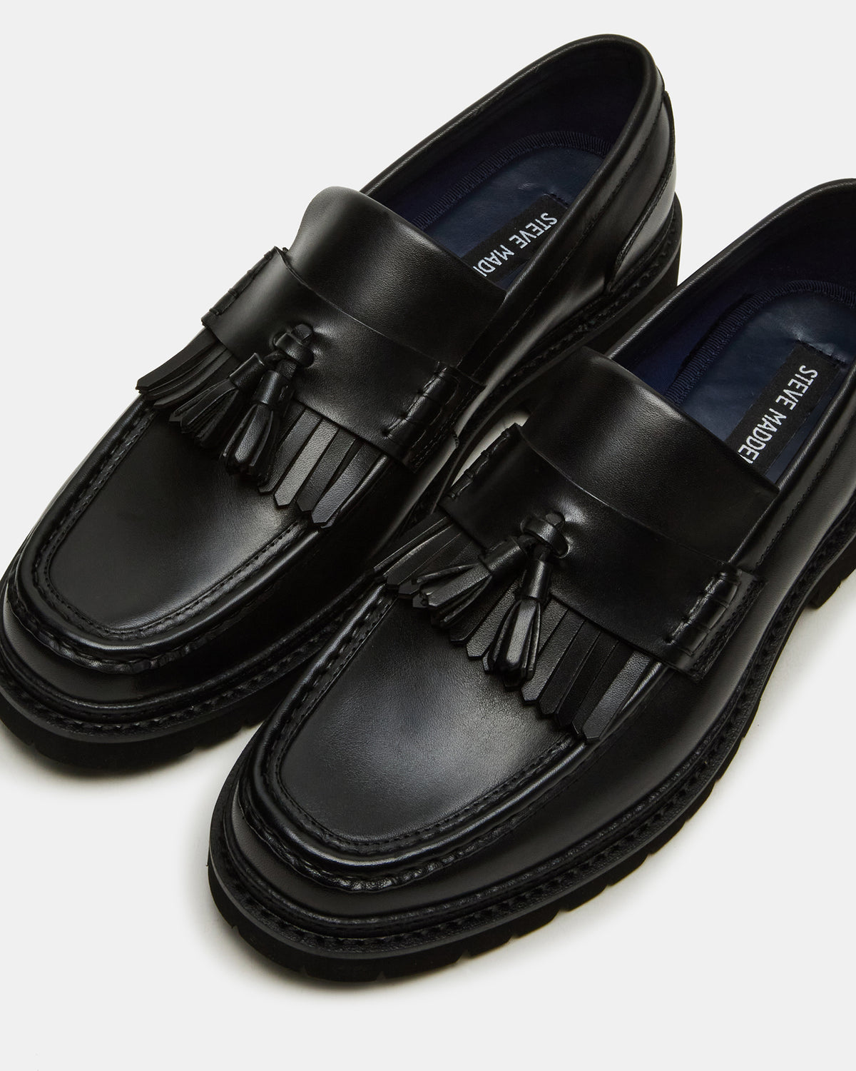ARTHUS Black Leather Slip-On Tassel Men's Loafer - Steve Madden