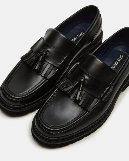 ARTHUS Black Leather Slip-On Tassel Men's Loafer - Steve Madden