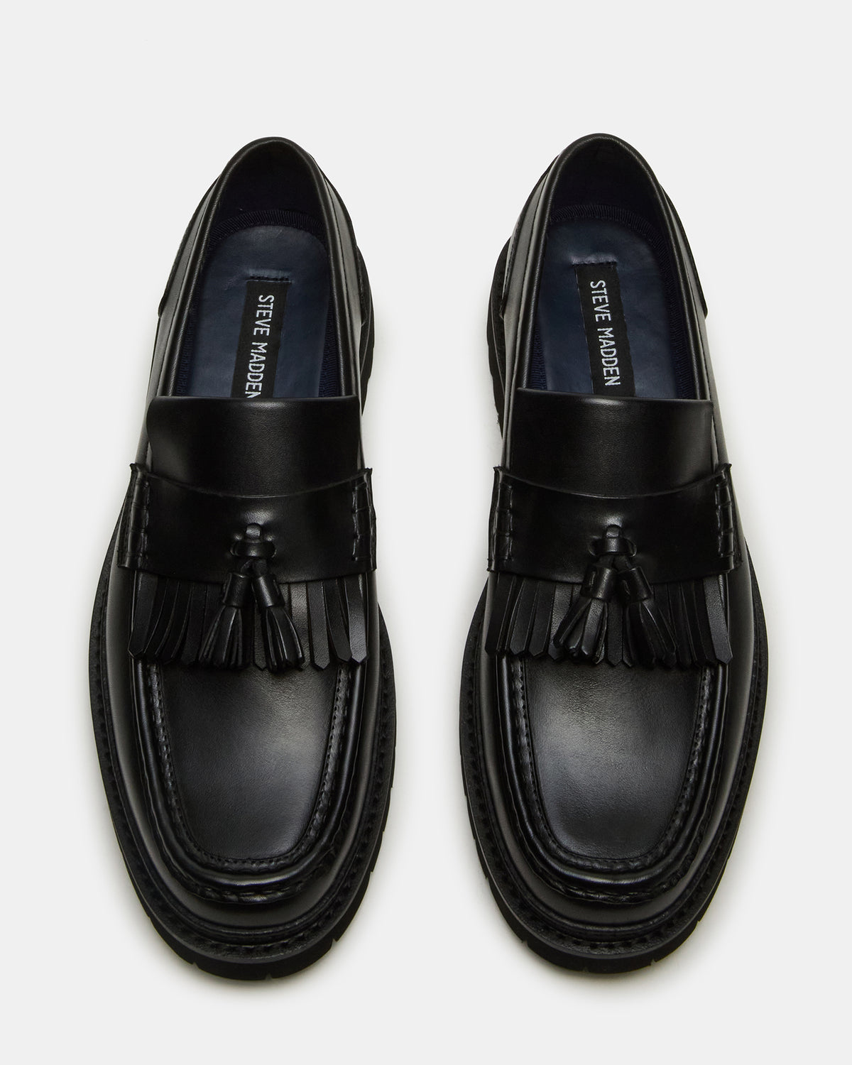 ARTHUS Black Leather Slip-On Tassel Men's Loafer - Steve Madden