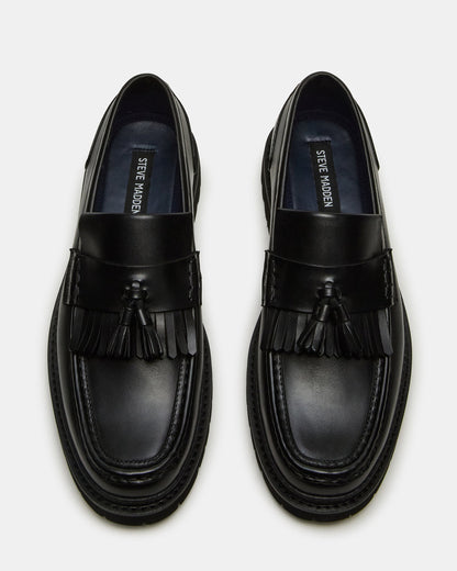 ARTHUS Black Leather Slip-On Tassel Men's Loafer - Steve Madden