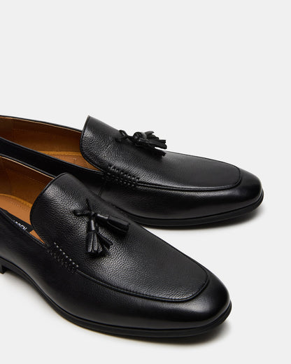 ONDRE Black Leather Tassel Slip-On Men's Loafer - Steve Madden