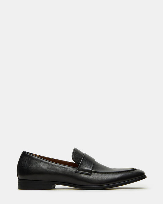 BISCUIT Black Leather Slip-On Men's Dress Loafer - Steve Madden
