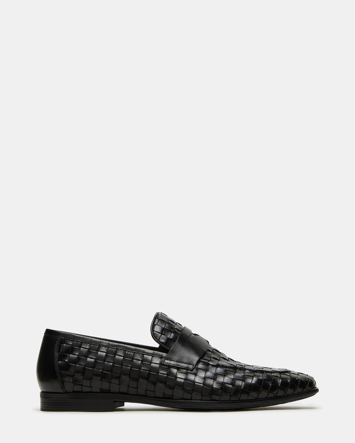 POCO Black Leather Woven Slip-On Men's Dress Loafer - Steve Madden