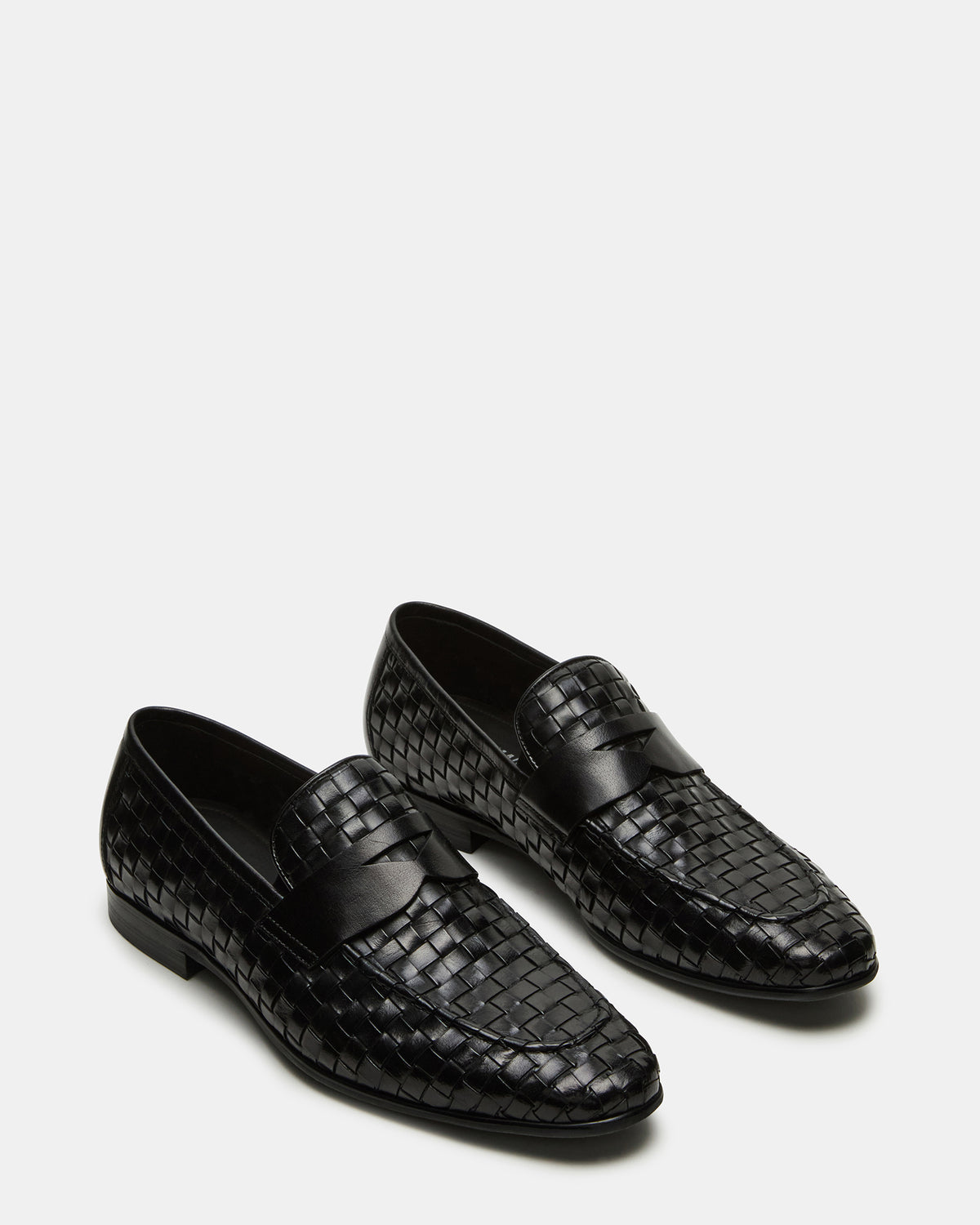 POCO Black Leather Woven Slip-On Men's Dress Loafer - Steve Madden