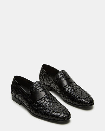POCO Black Leather Woven Slip-On Men's Dress Loafer - Steve Madden