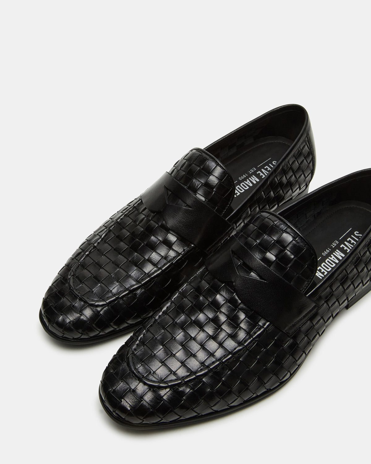POCO Black Leather Woven Slip-On Men's Dress Loafer - Steve Madden