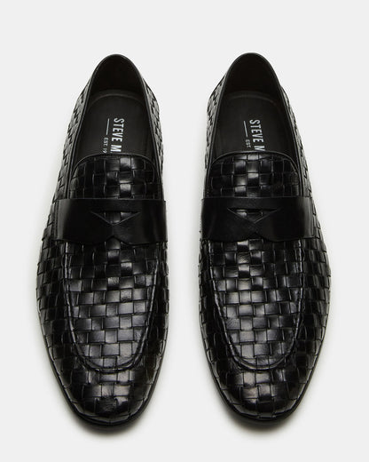 POCO Black Leather Woven Slip-On Men's Dress Loafer - Steve Madden