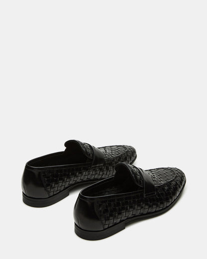 POCO Black Leather Woven Slip-On Men's Dress Loafer - Steve Madden