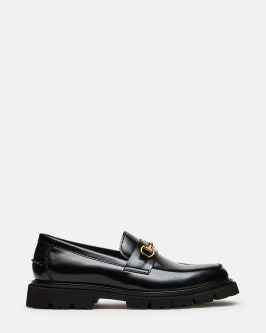 NAXOS Black Leather Slip-On Dress Men's Loafer - Steve Madden