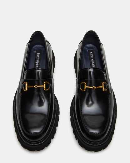 NAXOS Black Leather Slip-On Dress Men's Loafer - Steve Madden